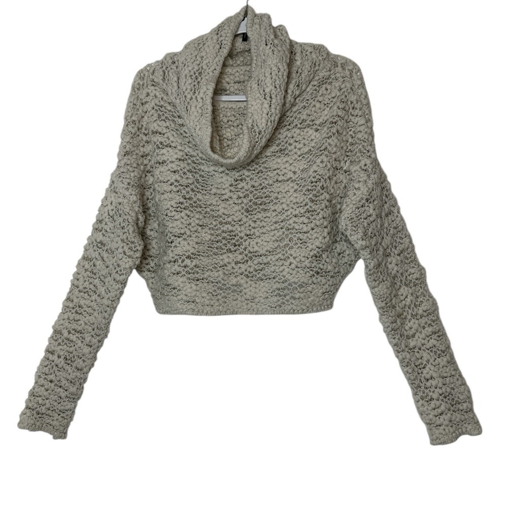 Sarah Pacini Turtleneck Sweater Top One Size Women Crop Italian Designer Knit